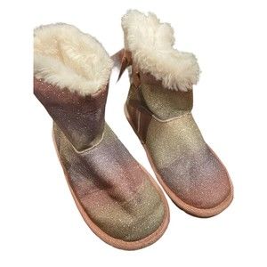 Lily & Dan Girls Faux Fur Rainbow Fur Boots Size 13/1